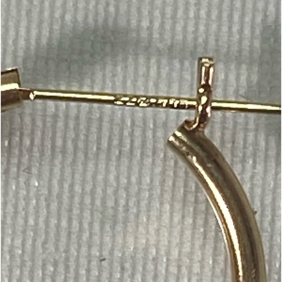 14K YELLOW GOLD classic small hoop earrings REAL GOLD - Picture 8 of 12